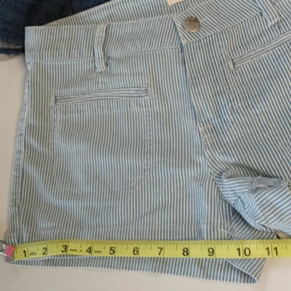 Wild Blue Railroad Conductor Striped Denim Booty Shorts